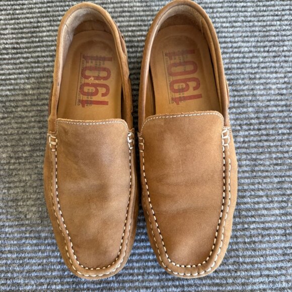 1901 Men’s Tan Nubuck Suede Driving Loafers Moccasins Size 8.5 Slip On main image 5